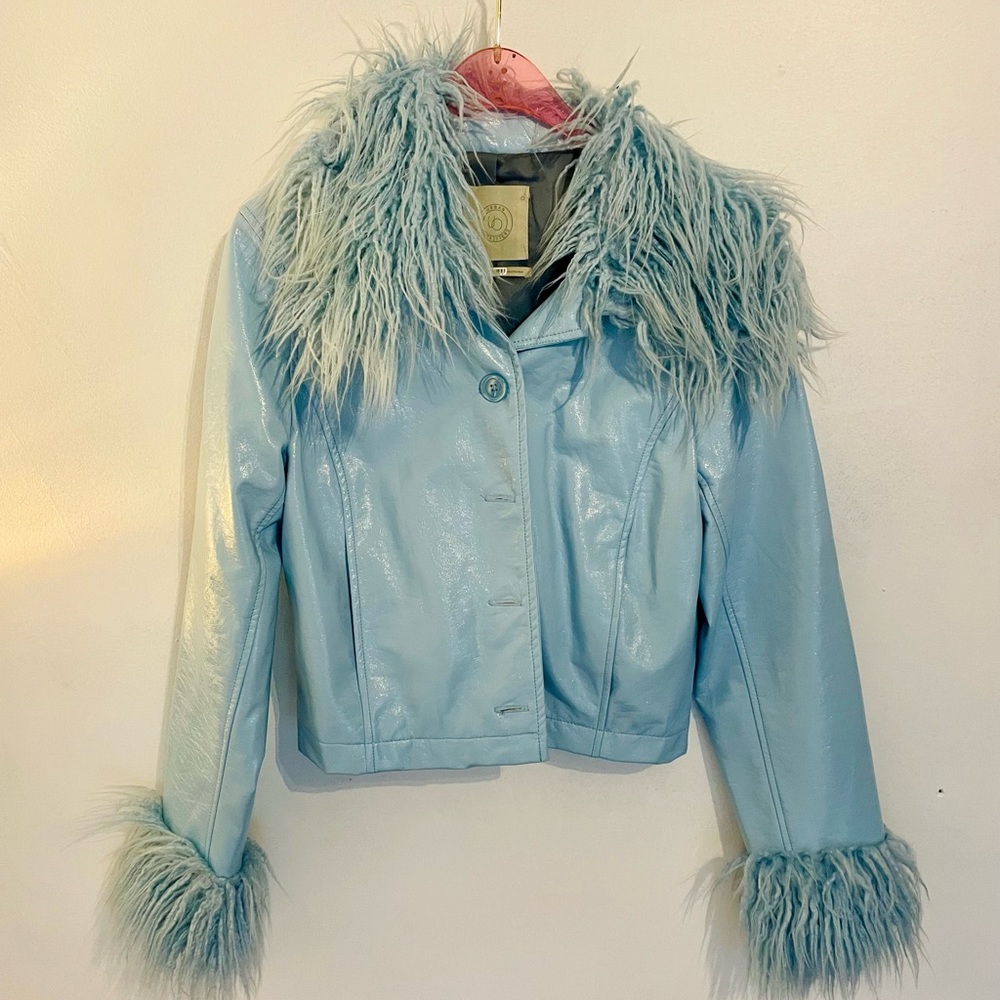 Urban outfitters mia pleather faux-fur trim jacket